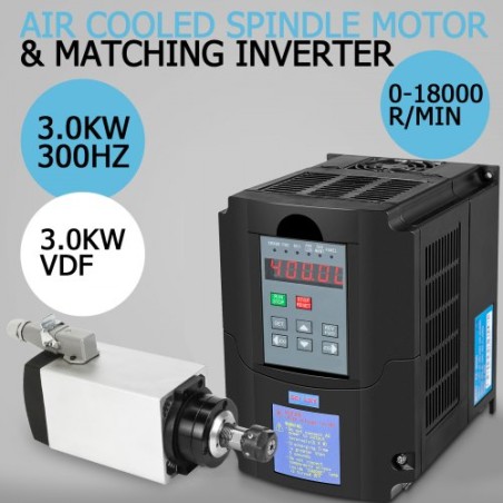 D 3KW luftkøling spindelmotor og matchende inverter