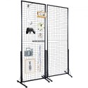 2 'x 5,6' Grid vægpaneler tårn, 2 pakker wire gridwall display racks med t-base gulvbillede, dobbelt side gridwall paneler
