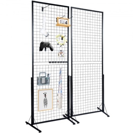 2' x 5.6' Grid Wall Panels Tower, 2 Packs Wire Gridwall Display Racks with T-Base Floorstanding, Double Side Gridwall Panels