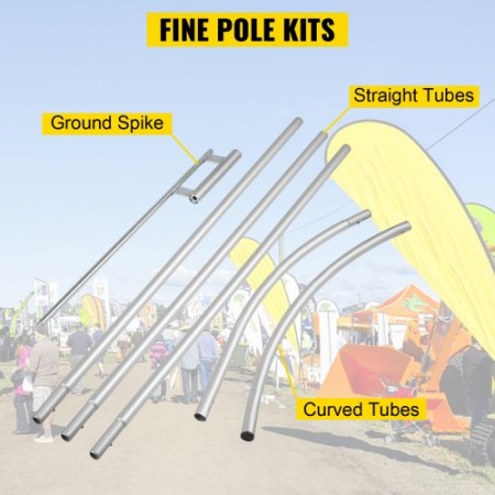 Advertising Flag Pole, 30 x Feather Flag Bundles with Ground Spike, 16 ft Windless Flag Pole Sets with Ground Mounting Stake,