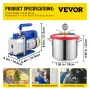 5.7 L(1.5 Gallon) 28 L/min(3 CFM) 186W(1/4HP) Vacuum Chamber , Refrigerant Vacuum Pump HVAC Single Stage Vacuum Pump Air C