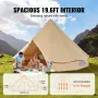 Canvas Bell Tent, 4 Seasons 6 m/19.68 ft Yurt Tent, Canvas Tent for Camping with Stove Jack, Breathable Tent Holds up to 10 Peop