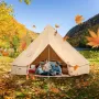 Canvas Bell Tent, 4 Seasons 6 m/19.68 ft Yurt Tent, Canvas Tent for Camping with Stove Jack, Breathable Tent Holds up to 10 Peop