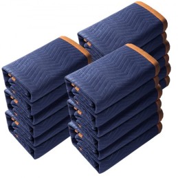 Moving Blankets, 80" x 72", 65 lbs/dz Weight, 12 Packs, Professional Non-Woven & Recycled Cotton Packing Blanket, Heavy Duty