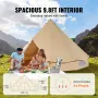 Canvas Bell Tent, 4 Seasons 3 m/9.8ft Yurt Tent, Canvas Tent for Camping with Stove Jack, Breathable Tent Holds up to 4 People, 