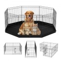Dog Playpen, 8 paneler sammenfoldelig metalhundøvelse med bundpude, 24 "H Pet Fence Puppy Crate Kennel med malet stakes,