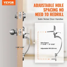 Hoveddør håndtag og deadbolt sæt, satin nikkel hoveddør lås sæt