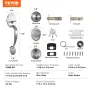 Front Door Handle and Deadbolt Set, Satin Nickel Front Door Lock Set with Interior Knob, Adjustable Hole Spacing Single Cylinder