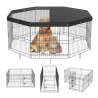 Dog Playpen, 8 Panels Foldable Metal Dog Exercise Pen with Top Cover, 24" H Pet Fence Puppy Crate Kennel with Ground Stakes,