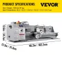 1100W mini metal drejebænk 220mmx750mm variabel-speed metal