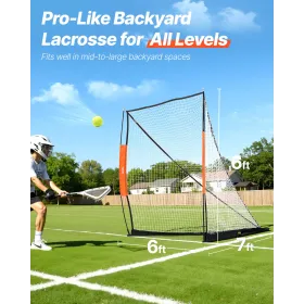 Lacrosse -mål, 6 'x 6' lacrosse net, bærbart lacrosse -mål med bærepose, glasfiberstang baghaven lacrosse træning