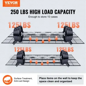 Garage Storage Shelving, 2 Pack, 4 x 2 ft Heavy Duty Garage Shelves Wall Mounted, 500 lbs Load Capacity(Total) Garage Storage