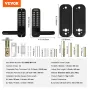 Mechanical Keyless Entry Door Lock, 14 Digit Keypad, Double-sided Embedded Outdoor Gate Door Locks Set with Keypad and Handle, W