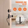 Front Door Handle and Deadbolt Set, Matte Black Front Door Lock Set with Interior Knob, Adjustable Hole Spacing Single Cylinder 