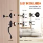 Front Door Handle and Deadbolt Set, Matte Black Front Door Lock Set with Interior Knob, Adjustable Hole Spacing Single Cylinder 