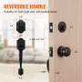 Front Door Handle and Deadbolt Set, Matte Black Front Door Lock Set with Interior Knob, Adjustable Hole Spacing Single Cylinder 