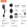 Front Door Handle and Deadbolt Set, Matte Black Front Door Lock Set with Interior Knob, Adjustable Hole Spacing Single Cylinder 
