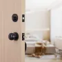 Front Door Handle and Deadbolt Set, Matte Black Front Door Lock Set with Interior Knob, Adjustable Hole Spacing Single Cylinder 