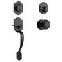 Front Door Handle and Deadbolt Set, Matte Black Front Door Lock Set with Interior Knob, Adjustable Hole Spacing Single Cylinder 