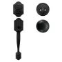 Front Door Handle and Deadbolt Set, Matte Black Front Door Lock Set with Interior Knob, Adjustable Hole Spacing Single Cylinder 