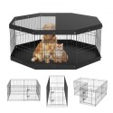 Dog Playpen, 8 paneler sammenfoldelig metalhundøvelsespen med topdæksel og bundpude, 24 "H Pet Fence Puppy Crate Kennel, Indoor