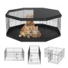 Dog Playpen, 8 paneler sammenfoldelig metalhundøvelsespen med topdæksel og bundpude, 24 "H Pet Fence Puppy Crate Kennel, Indoor
