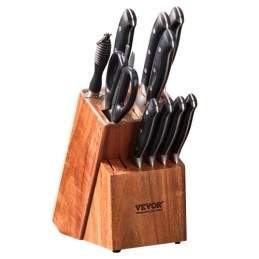 Knife Storage Block 15 Slots, Acacia Wood Universal Knife Holders Without Knives, Large Countertop Butcher Block Knife