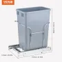 Pull-Out Trash Can, 29L Single Bin, Under Mount Kitchen Waste Container with Slide and Handle, 110 lbs Load Capacity Heavy Duty 