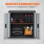 Foldable Wall Cabinet, Metal Garage Locker Mounted 660 mm Small Tool Chest 108.8 kg Loading Capacity Adjustable Shelf Magnetic D