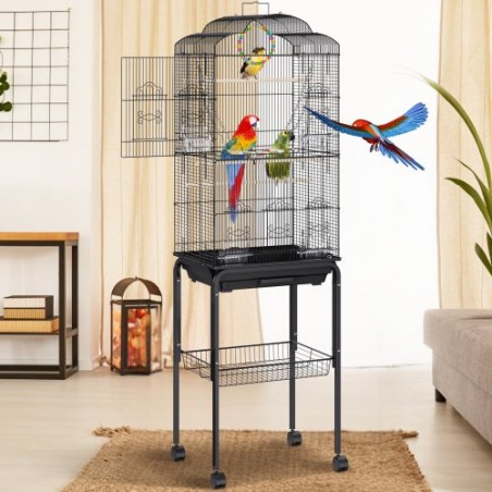 60 inch Flight Bird Cage, Metal Large Parakeet Cages for Cockatiels Parrot Budgies Lovebirds Canaries, Pet Big Bird Cage with