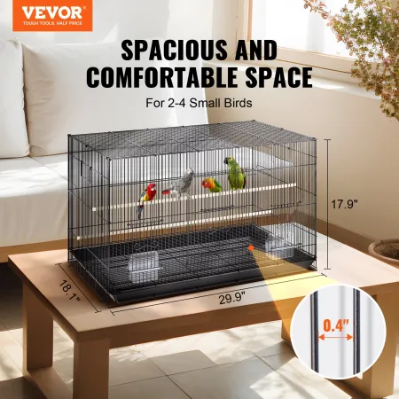 30 inch Bird Cage, Metal Large Parakeet Cages for Cockatiels Small Parrot Budgies Lovebirds Canaries, Pet Bird Cage with Rolling