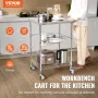 Kitchen Utility Cart, 3 Tiers, Wire Rolling Cart with 470LBS Capacity, Steel Service Cart on Wheels, Metal Storage Trolley with 