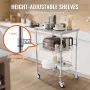 Kitchen Utility Cart, 3 Tiers, Wire Rolling Cart with 470LBS Capacity, Steel Service Cart on Wheels, Metal Storage Trolley with 