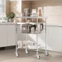 Kitchen Utility Cart, 3 Tiers, Wire Rolling Cart with 470LBS Capacity, Steel Service Cart on Wheels, Metal Storage Trolley with 
