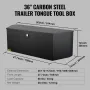 Trailer Tongue Box, Carbon Steel Tongue Box Tool Chest, Heavy Duty Trailer Box Storage with Lock and Keys, Utility Trailer Tongu