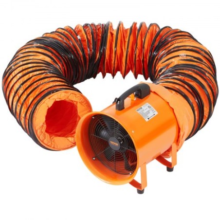 Portable Ventilator, 254mm Heavy Duty Cylinder Fan with 10m Duct Hose, 300W Strong Shop Exhaust Blower 1720CFM, Industrial