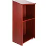 Podium Stand, 47 in Hostess Stand with 4 Rolling Wheels, Wood Podium with Storage Shelves, and Slant Desktop, Lecterns & Podiums
