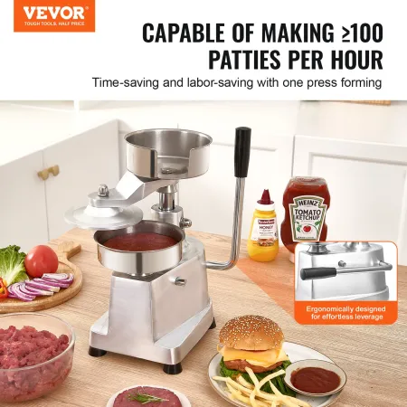 Commercial Burger Patty Maker, 130 mm/5 tommer Hamburger Beef