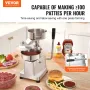 Commercial Burger Patty Maker, 130 mm/5 tommer Hamburger Beef