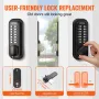 Mechanical Keyless Entry Door Lock, 14 Digit Keypad, Outdoor Gate Door Locks Set with Surface-mounted Latch, Water-proof Zinc Al