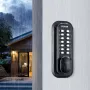 Mechanical Keyless Entry Door Lock, 14 Digit Keypad, Outdoor Gate Door Locks Set with Surface-mounted Latch, Water-proof Zinc Al