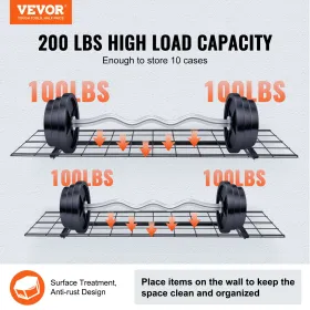 Garage Storage Shelving, 2 Pack, 4 x 1 ft Heavy Duty Garage Shelves Wall Mounted, 400 lbs Load Capacity(Total) Garage Storage