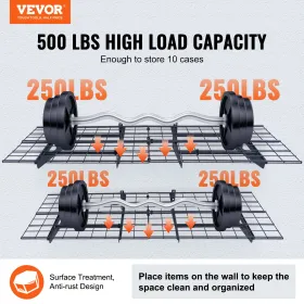 Hylder med garageopbevaring, 2 pakke, 6 x 2 ft tunge garagehylder vægmonteret, 1000 lbs belastningskapacitet (samlet)