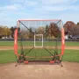 5x5 ft Baseball Softball Practice Net, Portable Baseball Training Net for Hitting Batting Catching Pitching, Backstop Baseball E
