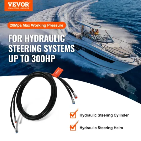 Outboard Hose Kit, 20 ft Hydraulic Steering Hose, 2-Piece Leak-Proof TPEE Hydraulic Boat Hoses, Compatible with Marine Hydraulic