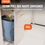 Pull-Out Trash Can, 35L Single Bin, Under Mount Kitchen Waste Container with Slide, Handle and Door Mounting Kit, 110 lbs Load C