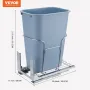 Pull-Out Trash Can, 35L Single Bin, Under Mount Kitchen Waste Container with Slide, Handle and Door Mounting Kit, 110 lbs Load C