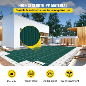 Poolsikkerhedsdæksel passer 18x36ft rektangel indtrængende