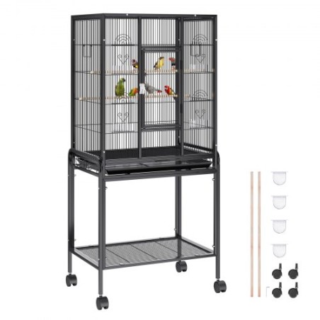54 inch Standing Large Bird Cage Carbon Steel Flight Bird Cage Rolling