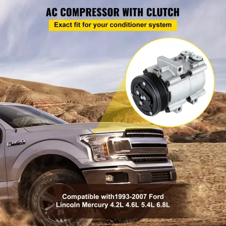 CO 101290C (4L3Z19703AB) Universal Air Conditioner AC Compressor for 93-07 Ford Lincoln Mercury Thunderbird F150 4.2L 4.6L 5.4L 